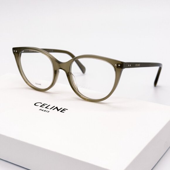 NEW CELINE CL50068I 093 WOMEN CAT EYE KHAKI EYEGLASSES CELINE - Picture 1 of 9
